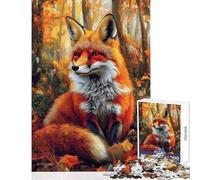 Puzzle da 1000 pezzi per adulti Volpe autunnale nel bosco - Gioco impossibile sfida impegnativa giocattolo fai-da-te per rafforzare l'amore tra le coppie (50x75cm)