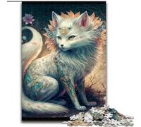 Puzzle da 1000 pezzi per adulti, Volpe bianca fantasy colorata in legno, regalo perfetto per bambini dai 14 anni in su, 50x75cm, gioco rompicapo per adolescenti, regalo perfetto per le feste