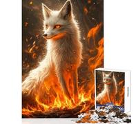 Puzzle da 1000 pezzi per adulti Volpe bianca nel fuoco Giocattoli antistress Ottimi regali e giocattoli Giochi rilassanti Attività divertenti a casa dimensioni 38x26cm