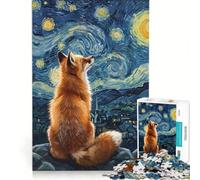 Puzzle da 1000 pezzi per adulti: volpe che osserva la notte stellata, gioco educativo, difficile e stimolante, ideale come regalo 38x52cm
