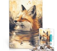 Puzzle da 1000 pezzi per adulti Volpe che si rilassa nell'acqua Gioco di famiglia antistress sfida difficile Decorazione d'arte per la casa 38x26cm
