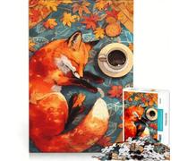 Puzzle da 1000 pezzi per adulti volpe che sonnecchia in autunno gioco pratico e divertente da fare a casa bellissimo design 50x75cm