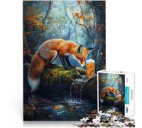Puzzle da 1000 pezzi per adulti Volpe e birra nel bosco Giocattoli educativi per l'apprendimento Giochi per famiglie Adatto alle coppie 38x26cm