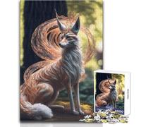 Puzzle da 1000 pezzi per adulti, volpe giapponese Kitsune, meraviglioso per le giornate di svago pigro, giocattolo affidabile dal taglio aderente, dimensioni 38x52cm
