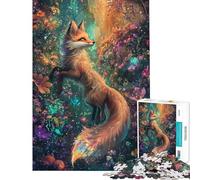 Puzzle da 1000 pezzi per adulti "Volpe incantata in fiore" Gioco avvincente per coltivare la pazienza educativo con schema di assemblaggio ideale come regalo di compleanno (dimensioni 38x52cm)