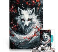 Puzzle da 1000 pezzi per adulti volpe kitsune bianca Fatto di legno，per età pari o superiore a 14 anni Giocattoli educativi Collezione degli artisti, Belle arti。misurare：50x75cm
