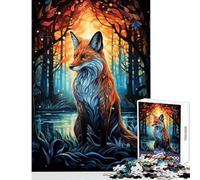 Puzzle da 1000 pezzi per adulti Volpe nella foresta Decorazione per la casa Giocattoli Ottimo regalo Gioco pratico con poster abbinato e foglio di quiz Dimensioni 38x26cm