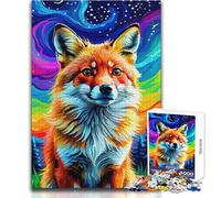 Puzzle da 1000 pezzi per adulti Volpe rossa sotto un cielo arcobaleno Gioco per famiglie per migliorare la memoria per 14+ Gioco di puzzle offerto (dimensioni 50x75cm)