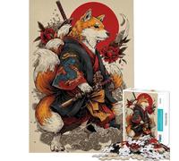 Puzzle da 1000 pezzi per adulti: volpe samurai con katana e drago Puzzle per ragazzi giochi per famiglie vacanze a casa passatempo regali unici per compleanno e Natale (dimensioni 38x52cm)