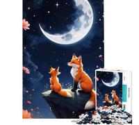 Puzzle da 1000 pezzi per adulti "Volpi sotto il cielo illuminato dalla luna" gioco intellettuale gioco impossibile per tutta la famiglia regalo per donne e uomini (dimensioni 38x26cm)