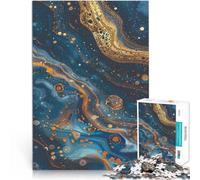 Puzzle da 1000 pezzi per adulti Vortici astratti blu e oro Allena il tuo cervello e le tue mani Collezione di artisti, Belle arti 38x26cm