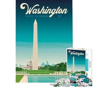 Puzzle da 1000 pezzi per adulti Washington DC Travel Poste sfida di intelligenza giocattoli avvincenti giochi divertenti attività per famiglie regali di Babbo Natale segreto (dimensioni 75x50cm)