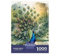 Puzzle Da 1000 Pezzi Per Adulti Watercolor Peacock with Displayed Feathers Puzzle Per Adulti Giocattoli Antistress Sfida Difficile Difficile E Sfida 70x50cm/1000pcs