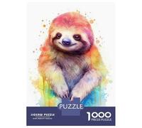 Puzzle Da 1000 Pezzi Per Adulti Watercolor Sloth Painting Puzzle Per Adulti Giochi Rilassanti Un'opera D'arte Difficile E Stimolante 70x50cm/1000pcs