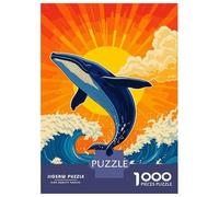 Puzzle Da 1000 Pezzi Per Adulti Whale Breaching Ocean Waves at Sunset Puzzle Gioco Rompicapo Decorazione Perfetta Regalo Di Compleanno, Regali, 52x38cm/1000pcs