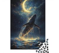 Puzzle Da 1000 Pezzi Per Adulti Whale Watching Under Crescent Moon Puzzle Per Adulti Gioco Per Famiglie Taglio Di Precisione Regali Unici Per Compleanno E Natale 70x50cm/1000pcs