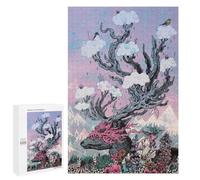 Puzzle da 1000 pezzi, per adulti, Whimsical Deer Amidst Cloudy Mountainscape per adolescenti, puzzle, giocattoli, decorazione da parete, analisi e logica, regali di Natale e compleanno, 1000 pezzi