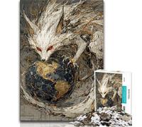 Puzzle da 1000 pezzi per adulti White Fox And Earth Puzzle per adulti, giochi divertenti Ogni pezzo è unico - Gioco divertente e stimolante per tutta la famiglia (dimensioni 75x50cm)