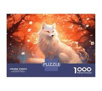 Puzzle Da 1000 Pezzi Per Adulti White Fox Sakura Puzzle Per Adulti Gioco Rompicapo Vacanza A Casa Ammazza Il Tempo Aiuta Ad Allenare Il Cervello 52x38cm/1000pcs