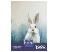 Puzzle Da 1000 Pezzi Per Adulti White Rabbit in Blue Field Painting Puzzle Per Adulti Giochi Rilassanti Migliorano La Memoria Riduzione Dello Stress Regali 70x50cm/1000pcs