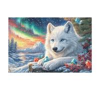 Puzzle Da 1000 Pezzi Per Adulti White Wolf Snowy Winter 75x50cm Taglio Di Precisione Incastro Perfetto Senza Sbavature Perfetto Per Legame Genitori-Figli Gioco Interattivo