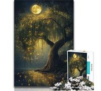 Puzzle da 1000 pezzi per adulti, Willow Tree Under The Moon, gioco per famiglie, antistress, sfida difficile, migliora l'amore tra coppie (38x26cm)