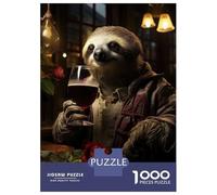 Puzzle Da 1000 Pezzi Per Adulti Wine Sloth And Roses Puzzle Per Adulti Gioco Rompicapo Difficile Compleanno E Natale 52x38cm/1000pcs