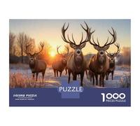 Puzzle Da 1000 Pezzi Per Adulti Winter Deer Sunset Scene Puzzle Giochi Rilassanti Taglio Di Precisione Regali Unici Per Compleanni E Occasioni Speciali 52x38cm/1000pcs