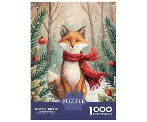 Puzzle Da 1000 Pezzi Per Adulti Winter Fox with Scarf And Ornaments Puzzle Gioco Rompicapo Decorazione Da Parete Regali Unici Per Compleanno E Natale 52x38cm/1000pcs