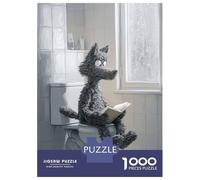 Puzzle Da 1000 Pezzi Per Adulti Wolf Reading on Toilet During Rain Puzzle Per Adulti Giochi Rilassanti Vacanza A Casa Passatempo Attività Divertenti A Casa 52x38cm/1000pcs