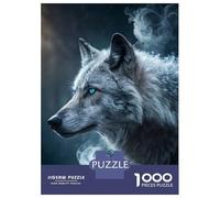 Puzzle Da 1000 Pezzi Per Adulti Wolf with Blue Eyes And Smoke Puzzle Per Adulti Giochi Rilassanti Antistress Regalo Di Compleanno, Regali, 52x38cm/1000pcs