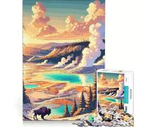 Puzzle da 1000 pezzi per adulti Yellowstone bisonti al tramonto gioco interattivo allena la mente e la mano ogni pezzo è unico 38x52cm