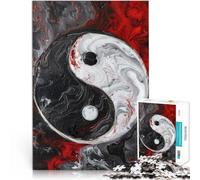 Puzzle da 1000 pezzi per adulti Yin Yang cremisi Difficile da completare ma divertente e umoristico Migliorare l'amore tra le coppie 38x52cm