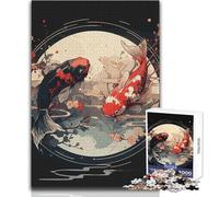 Puzzle da 1000 pezzi per adulti Ying Yang Koi giapponese Goditi ore di relax tranquille e accoglienti Taglio netto Giocattolo artigianale durevole Dimensioni 38x52cm