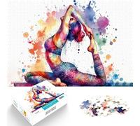 Puzzle da 1000 pezzi per adulti Yoga Acquerello Arte Difficile da completare ma divertente e umoristico Lista dei desideri con Babbo Natale 38x26cm
