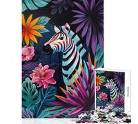 Puzzle da 1000 pezzi per adulti Zebra in un ambiente floreale tropicale Decorazione per la casa Giocattoli Regali di Babbo Natale segreto Gioco pratico Allena il tuo cervello e le tue mani 50x75cm