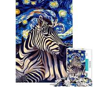 Puzzle da 1000 pezzi per adulti zebra in una notte stellata gioco fai da te decorazione da parete compleanno e Natale (dimensioni 38x26cm)