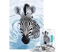 Puzzle da 1000 pezzi per adulti zebra nell'acqua arte digitale giocattolo educativo regalo per compleanno (dimensioni 75x50cm)
