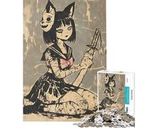 Puzzle da 1000 pezzi per adulti zombie anime gatto studentessa impegnativo da completare assemblaggio decorazione per la casa giocattolo per ragazzi dai 14 anni in su (38x26cm)