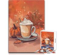 Puzzle da 1000 pezzi per adulti Zucca Caffè Autunno Amore Accogliente Rilassante Tempo libero al chiuso Giocattolo di precisione avanzato Dimensioni 38x26cm