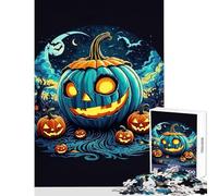 Puzzle da 1000 pezzi per adulti zucche di Halloween notte spettrale giocattoli antistress regalo per compleanni gioco educativo con poster abbinato e foglio di quiz dimensioni 38x26cm