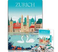 Puzzle da 1000 pezzi per adulti, Zurigo, Svizzera, gioco stimolante, ideale come regalo per tutta la famiglia, 50x75cm