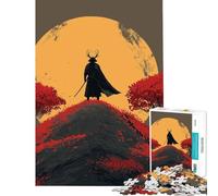 Puzzle da 1000 pezzi per adultiSamurai su una collina con la luna Impegnativo da completare decorazione artistica per la casa gioco divertente adatto a partire dai 14 anni (38x26cm)