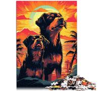 Puzzle da 1000 pezzi per cani adulti con il sole dietro di loro Puzzle regali per amici e familiari 50 x 74,9 cm per adolescenti dai 14 anni in su