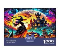 Puzzle da 1000 pezzi per decorazioni murali - Scena psichedelica della strega di Halloween, adatto per la decompressione e come decorazione murale per adulti, 70x50 cm/1000 pezzi