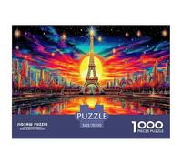 Puzzle da 1000 pezzi per famiglie con tramonto sulla Torre Eiffel, divertente e stimolante, skyline della città della Torre Eiffel per adulti e bambini, ottima idea regalo. 70x50 cm/1000 pezzi