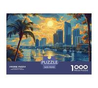 Puzzle da 1000 pezzi per il tramonto sul porto, in cartone riciclato, per adulti a partire dai 14 anni, 70 x 50 cm, 1000 pezzi