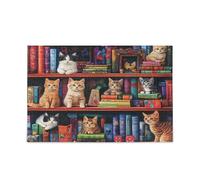 Puzzle da 1000 pezzi per la famiglia con scaffali colorati e gatti, 75 x 40 cm
