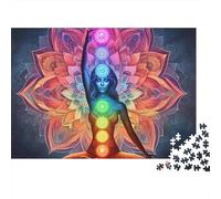 Puzzle da 1000 pezzi per la meditazione sui chakra, con cane e mandala, gioco educativo per adulti, bellissima decorazione, sfida di alta difficoltà, ideale per compleanni, 52x38 cm.