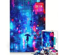 Puzzle da 1000 pezzi per ragazze adolescenti, ambientato in una città al neon, gioco pratico per tutta la famiglia, ideale come decorazione da scrivania 38x52cm